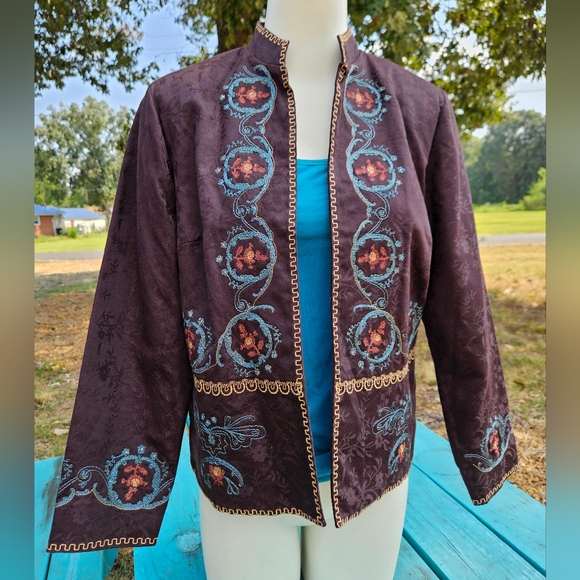 Coldwater Creek Brown Venice Embroidered Jacket - Picture 2 of 14